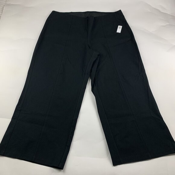 Old Navy Black Stretch Canvas High Rise Wide Leg Pixie Pant 3X New - Picture 1 of 8